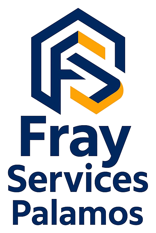 Fray Services Palamos logo featuring a stylized letter 'F' and 'S' in a 3D cube shape.
